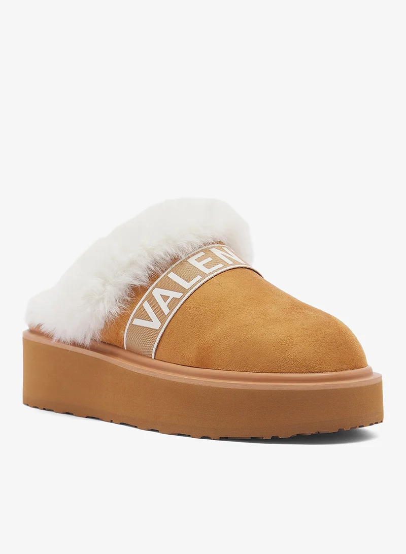 VALENTINO BY MARIO VALENTINO  Fur Detail Logo Sliders for Women | Best Price UAE